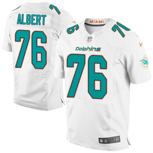 Men's Elite Branden Albert Nike Jersey White Road - #76 NFL Miami Dolphins